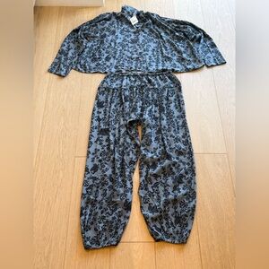 Free People Steady Love PJ Set Balsam Combo Floral Lounge Pajamas NWT M